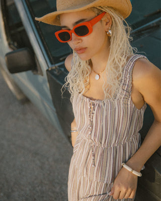 Brixton Women's The Abigail Tie Top - Worn In Red Robust Red Stripe