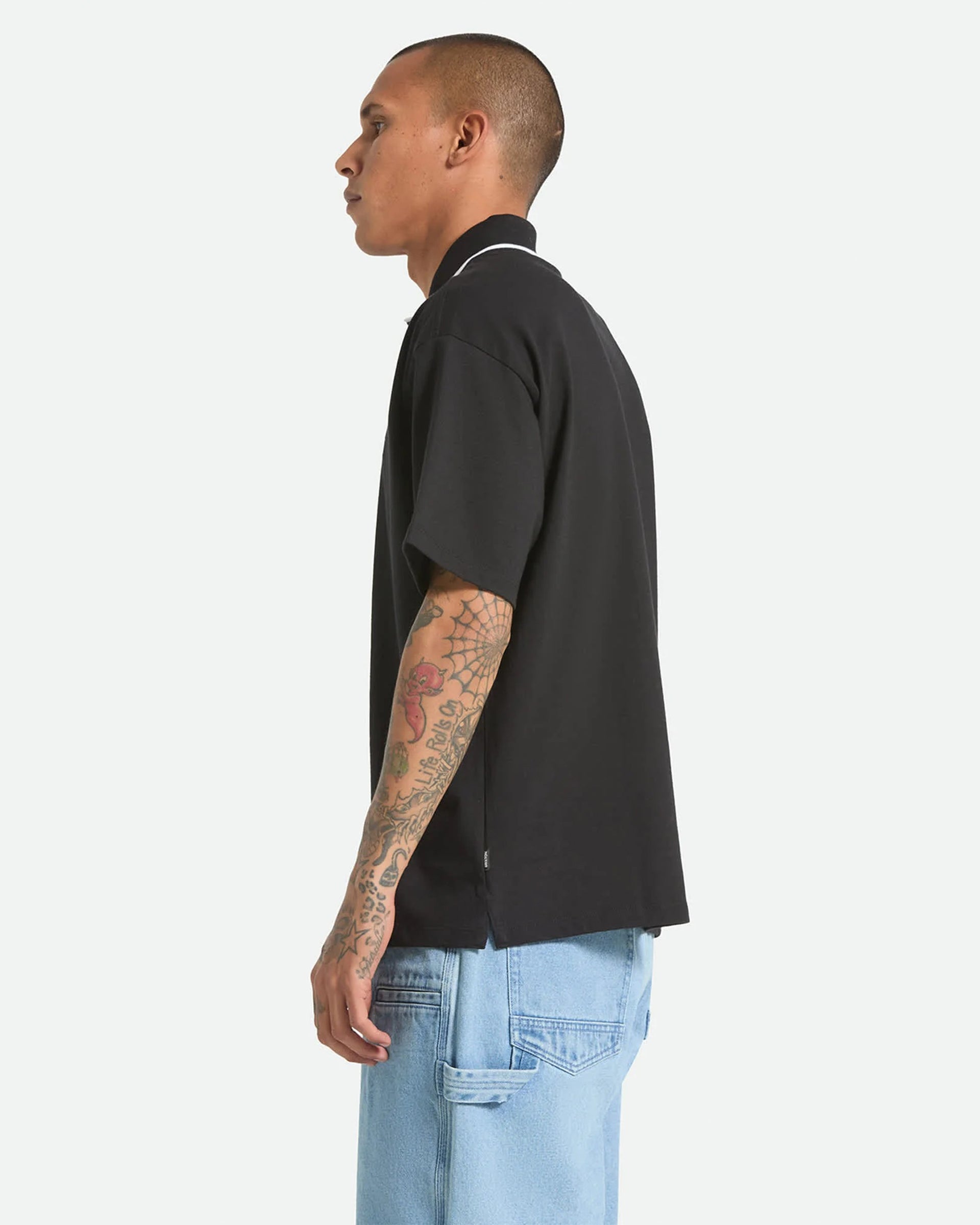Brixton Anton Short Sleeve Polo Shirt - Black