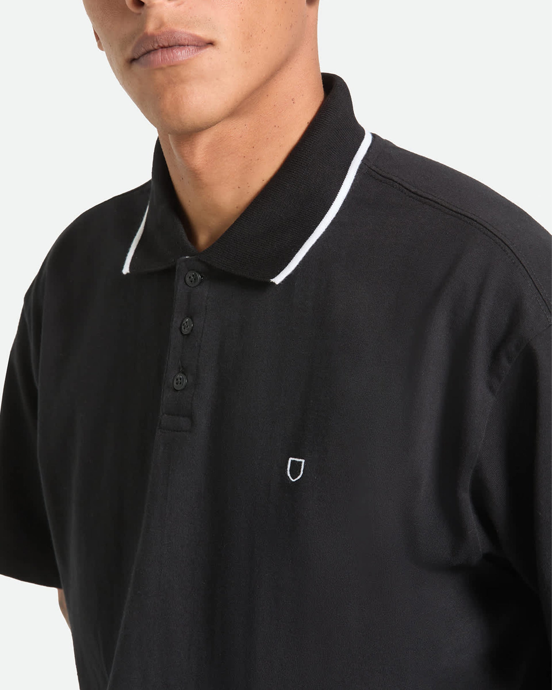Brixton Anton Short Sleeve Polo Shirt - Black