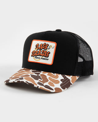 Brixton Bass Brains Gone Fishing Trucker Hat - Camo / Black