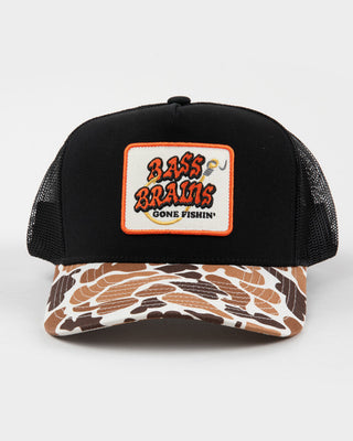 Brixton Bass Brains Gone Fishing Trucker Hat - Camo / Black