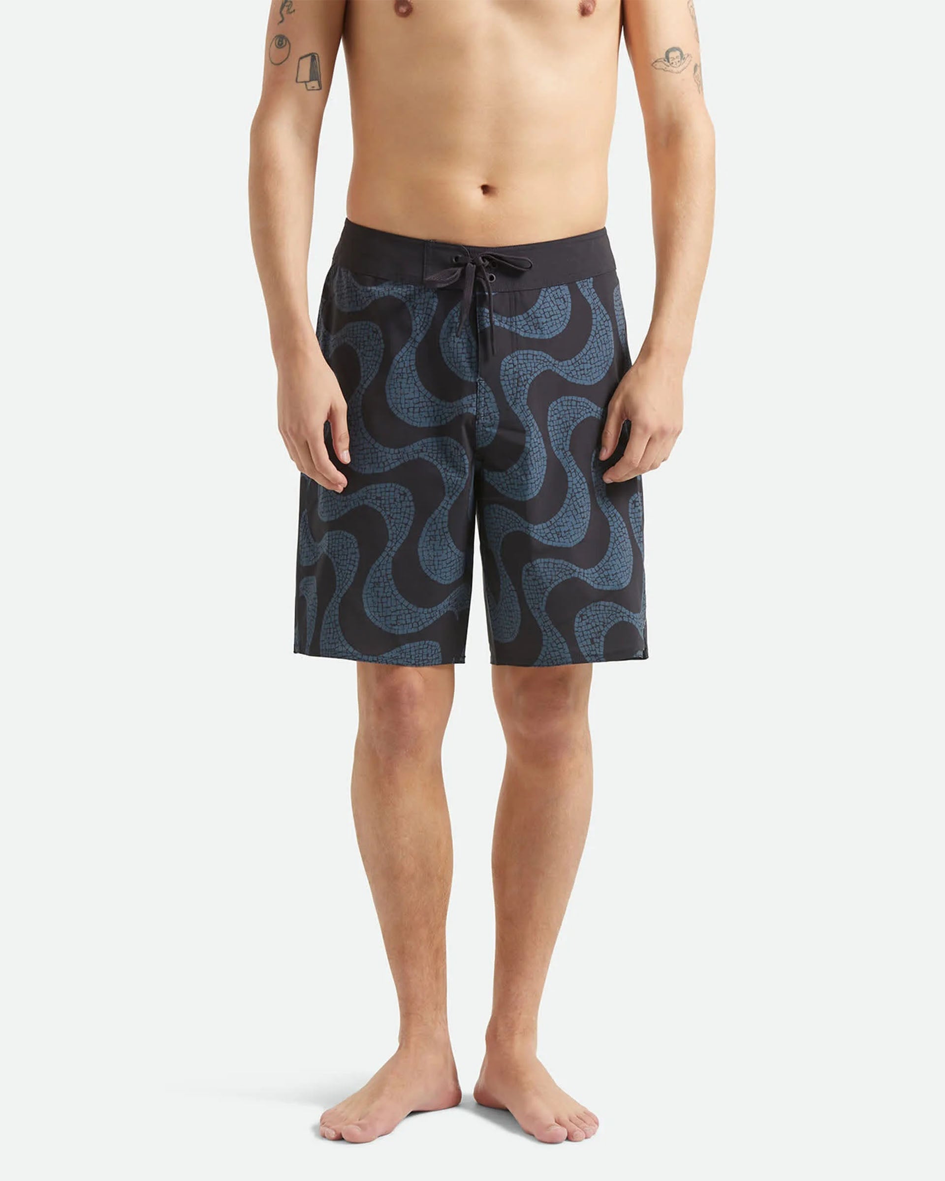 Brixton Blitz 19" Boardshort - Black/Future Grey Warped Tile