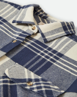Brixton Women's Bowery Classic Long Sleeve Flannel - Azure Blue / Whitecap Plaid
