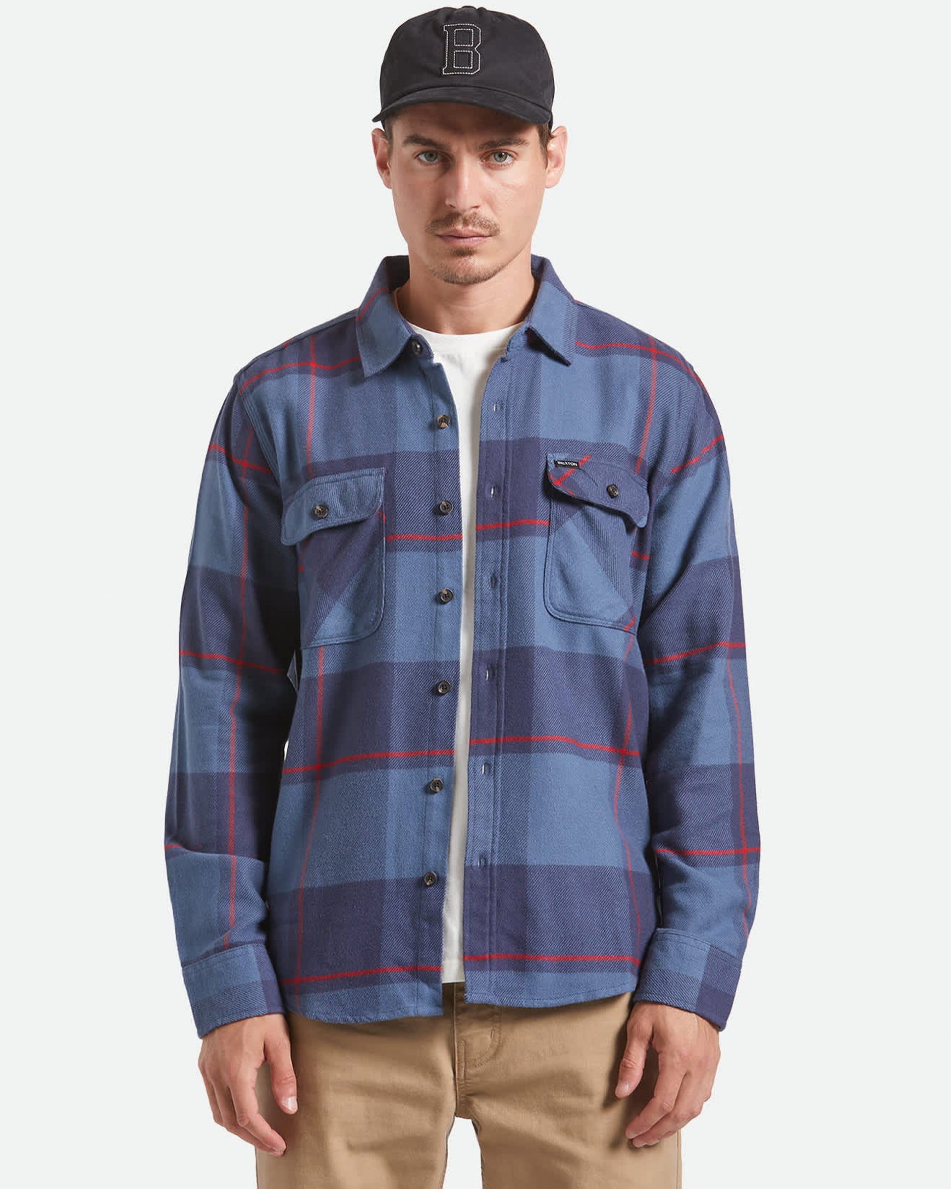Brixton Bowery Flannel - Bering Sea/Mood Indigo/Adrenal