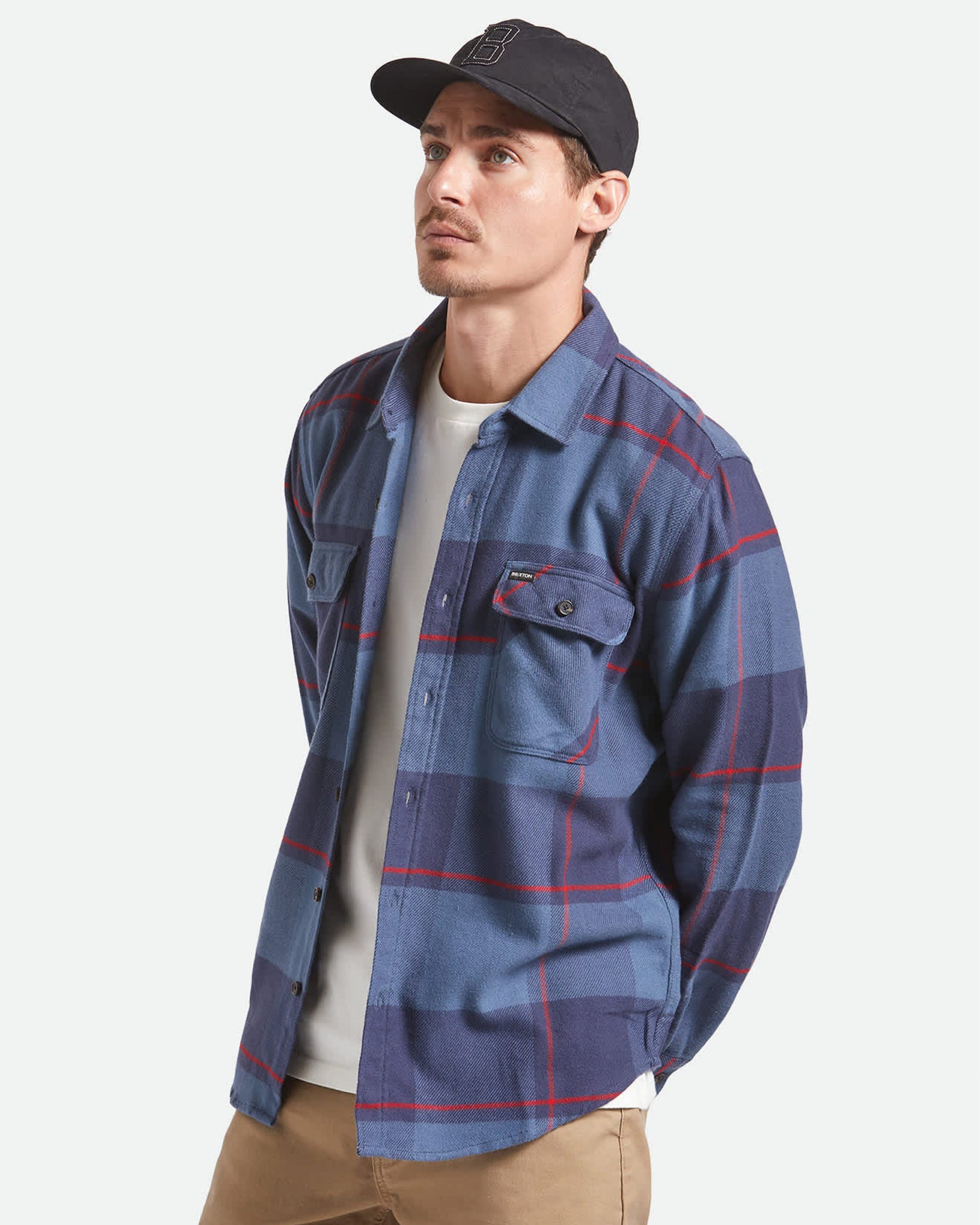 Brixton Bowery Flannel - Bering Sea/Mood Indigo/Adrenal