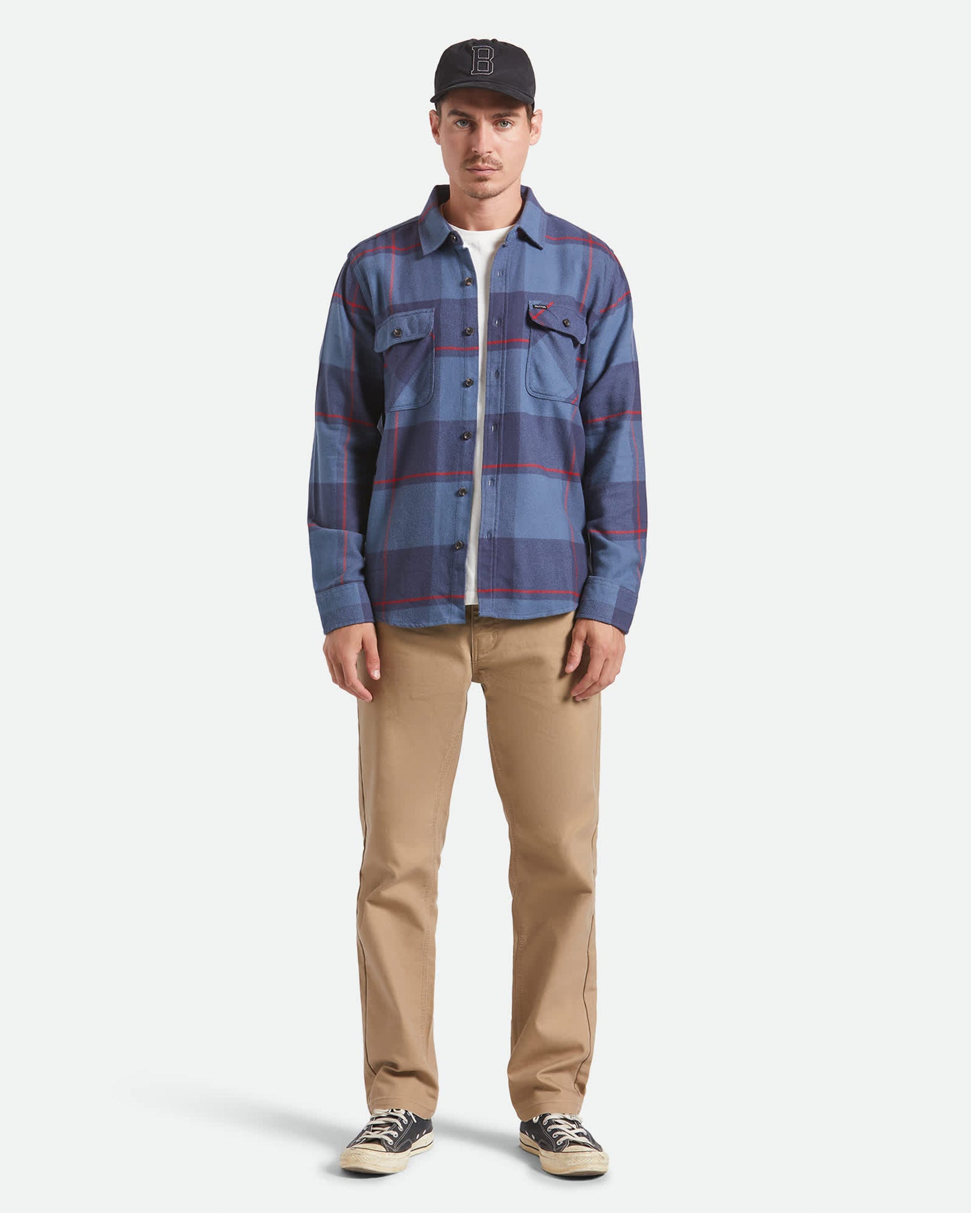 Brixton Bowery Flannel - Bering Sea/Mood Indigo/Adrenal