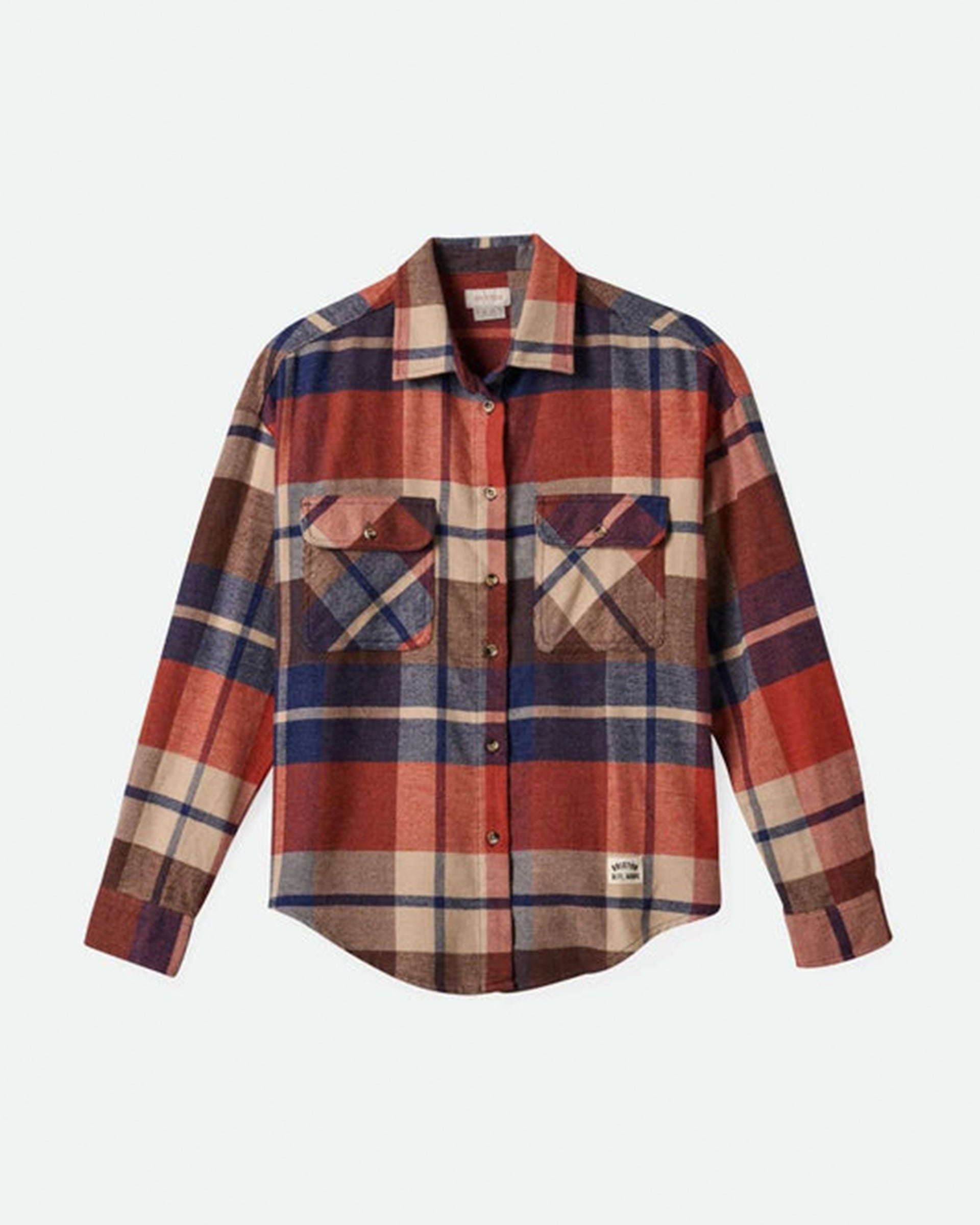 Brixton Women's Bowery Classic Long Sleeve Flannel - Navy/Mars Red/Whitecap