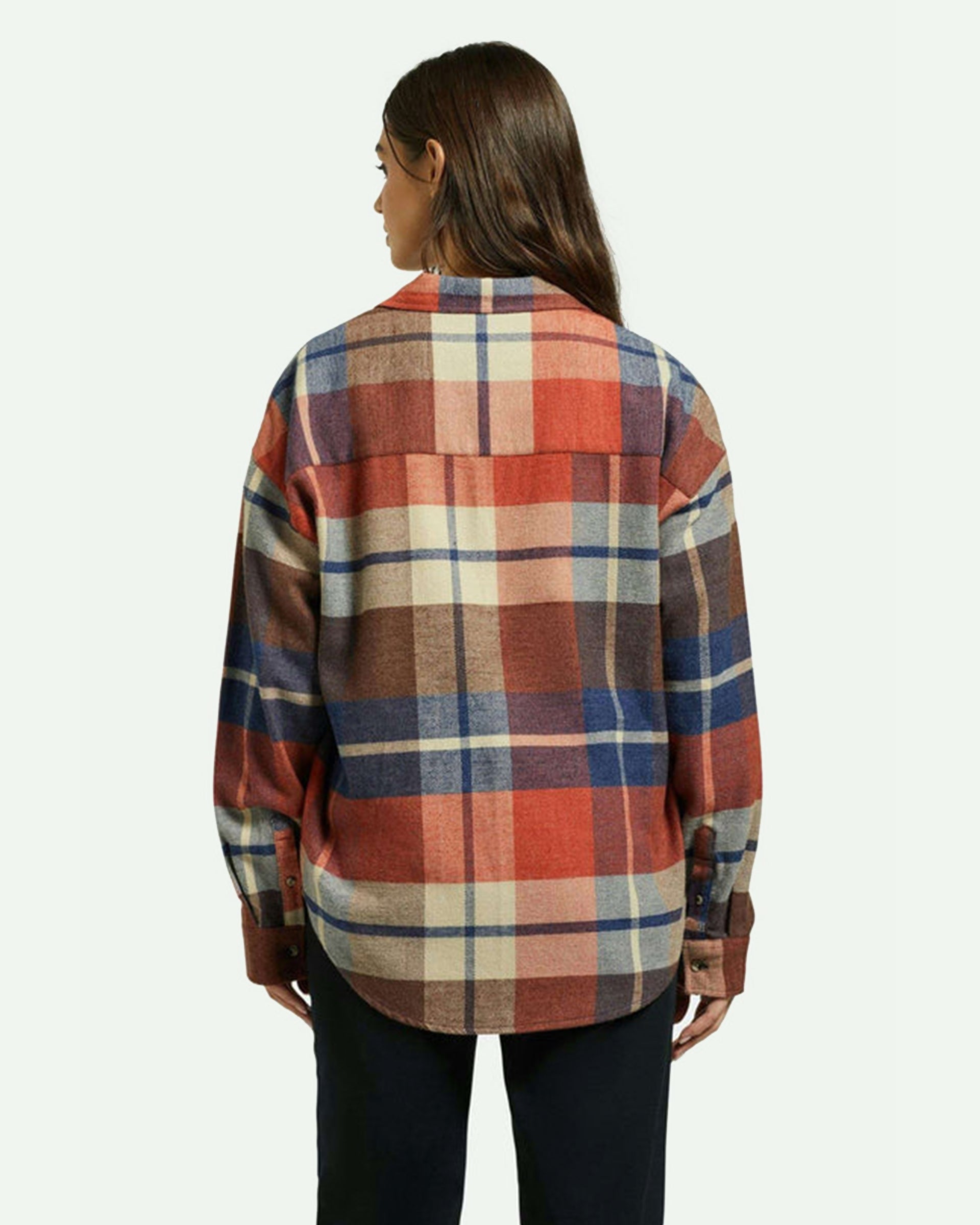 Brixton Women's Bowery Classic Long Sleeve Flannel - Navy/Mars Red/Whitecap