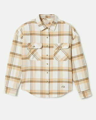 Brixton Women's Bowery Classic Long Sleeve Flannel - Off White/Semolina/Washed Copper Plaid
