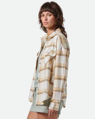 Brixton Women's Bowery Classic Long Sleeve Flannel - Off White/Semolina/Washed Copper Plaid