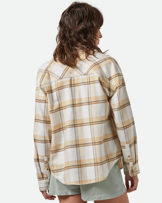 Brixton Women's Bowery Classic Long Sleeve Flannel - Off White/Semolina/Washed Copper Plaid