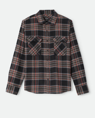 Brixton Bowery Flannel - Black/Red Earth