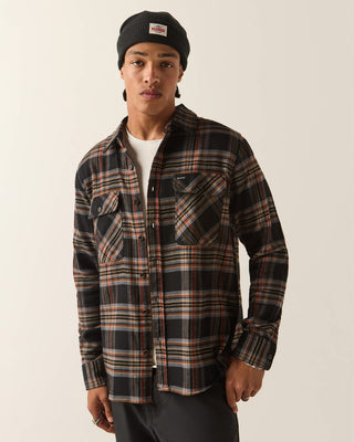 Brixton Bowery Flannel - Black/Red Earth