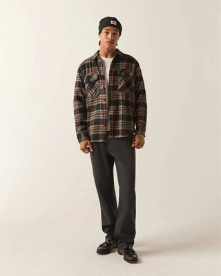 Brixton Bowery Flannel - Black/Red Earth