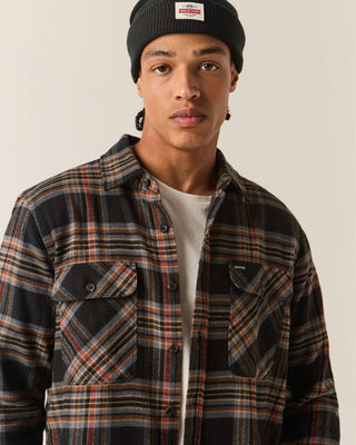 Brixton Bowery Flannel - Black/Red Earth