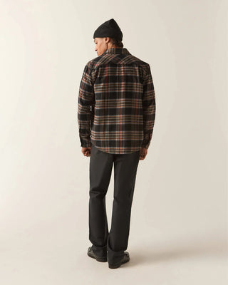 Brixton Bowery Flannel - Black/Red Earth