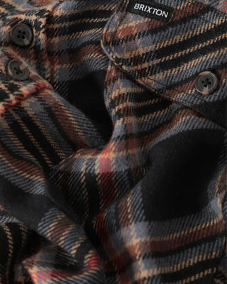 Brixton Bowery Flannel - Black/Red Earth