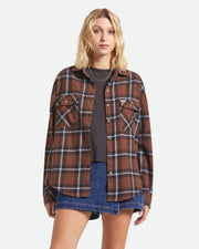 Brixton Women's Bowery Vintage Overshirt - Pinecone Brown/Black/Borrowed Blue