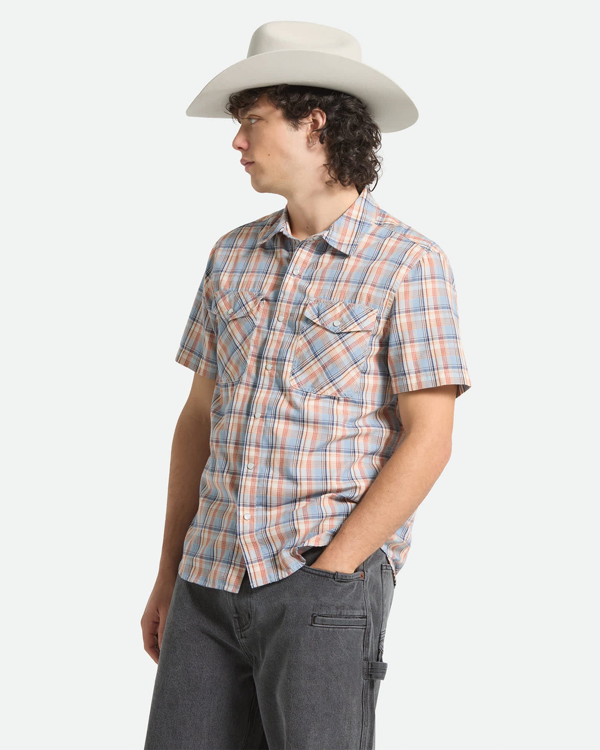 Brixton Breezy Wayne Short Sleeve Shirt - Blue Multi Plaid