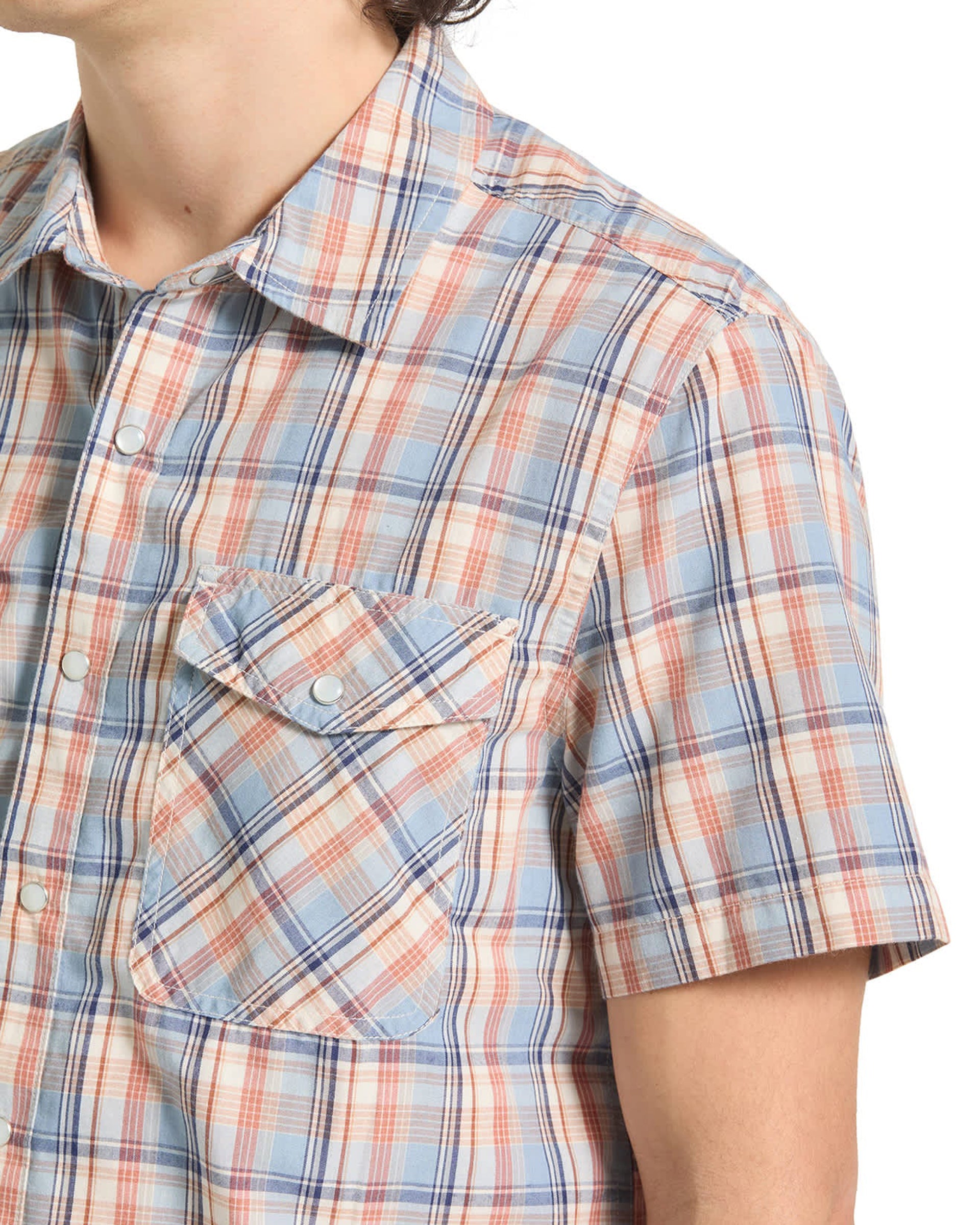 Brixton Breezy Wayne Short Sleeve Shirt - Blue Multi Plaid