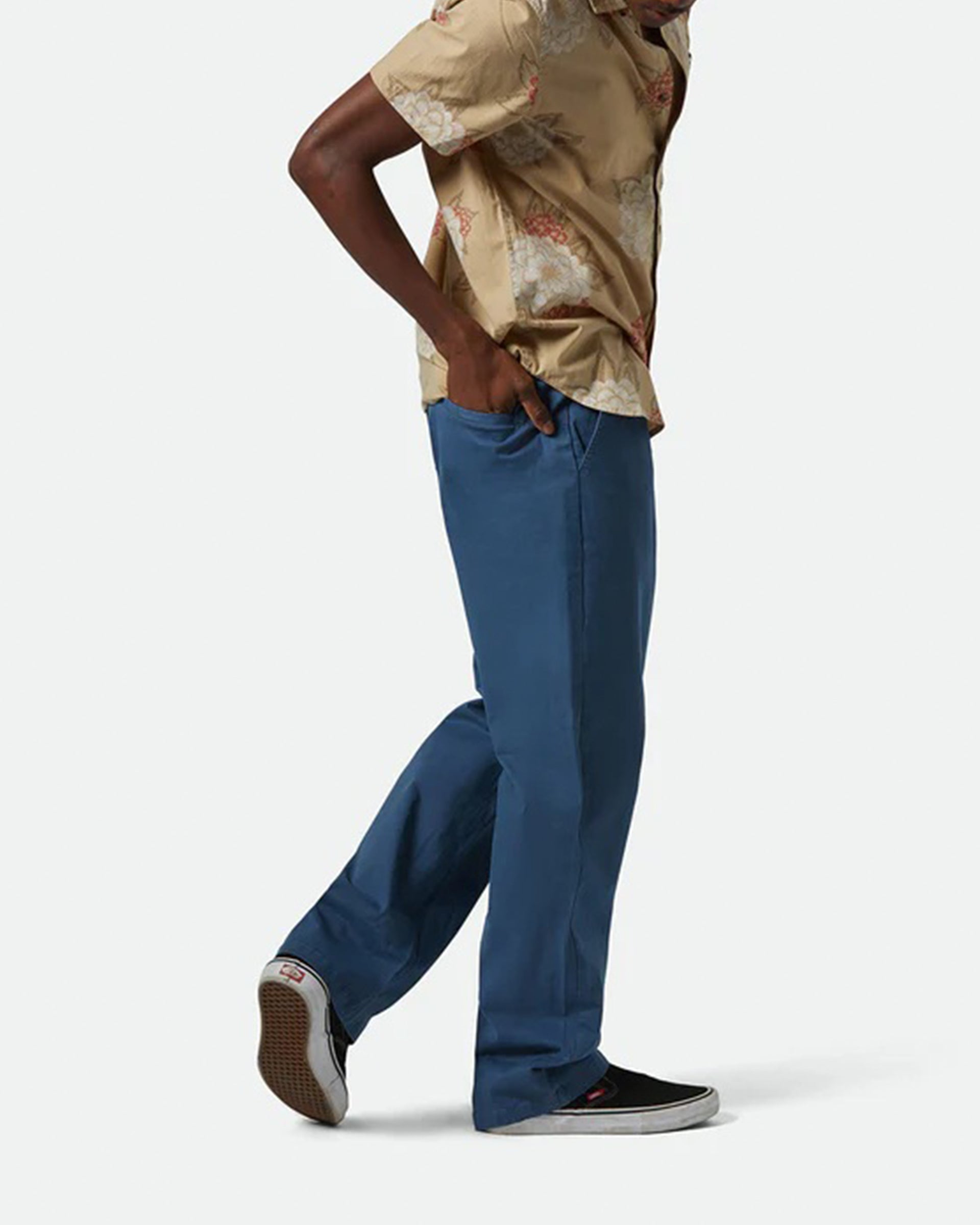 Broadway VW Elastic Waist Relaxed Pants - Washed Denim Blue