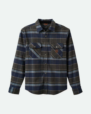 Brixton Builders Bowery Stretch Water Resistant Long Sleeve Flannel - Washed Navy/Black/Coronet Blue
