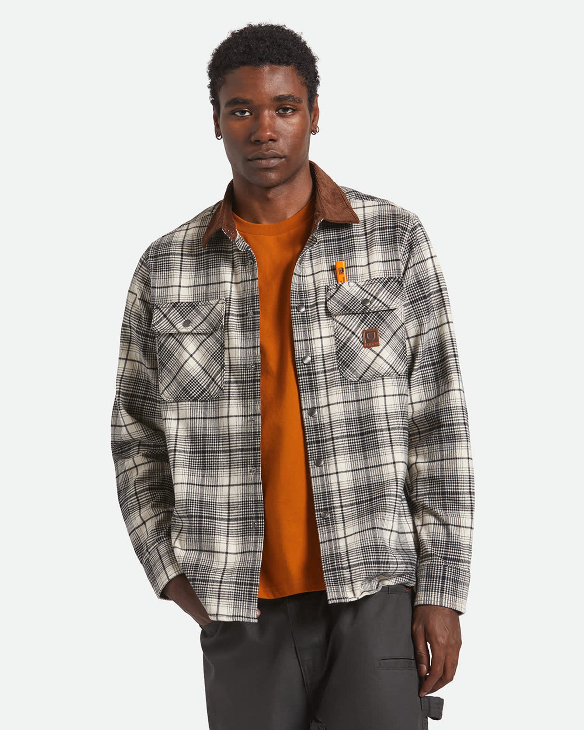 Brixton Builders Bowery Performance Flannel - Off White/Black