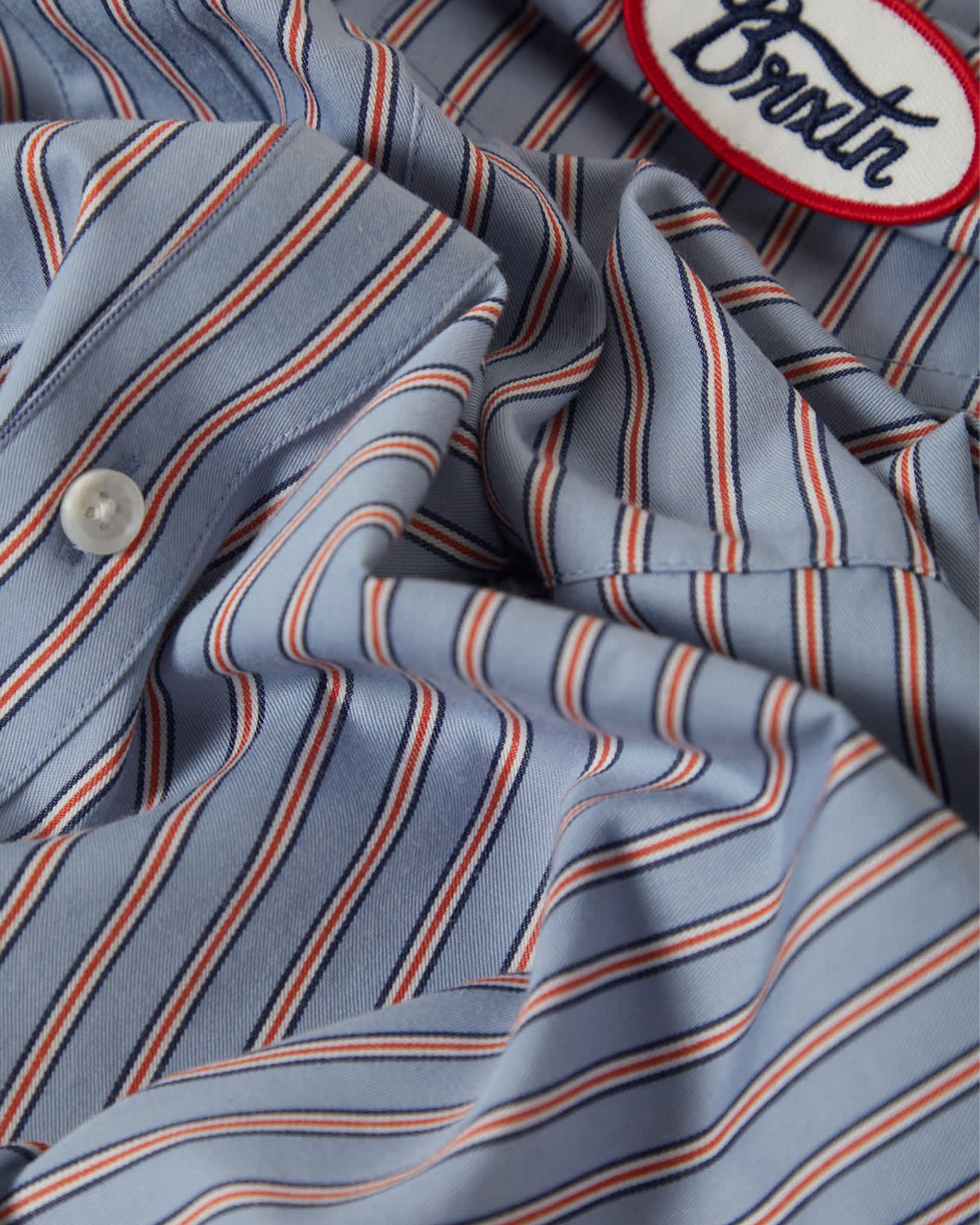 Brixton Builders Olson Short Sleeve Shirt - Blue Aura Stripe