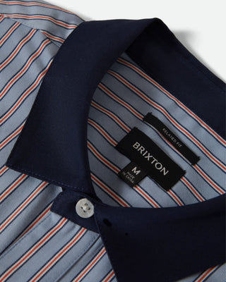 Brixton Builders Olson Short Sleeve Shirt - Blue Aura Stripe