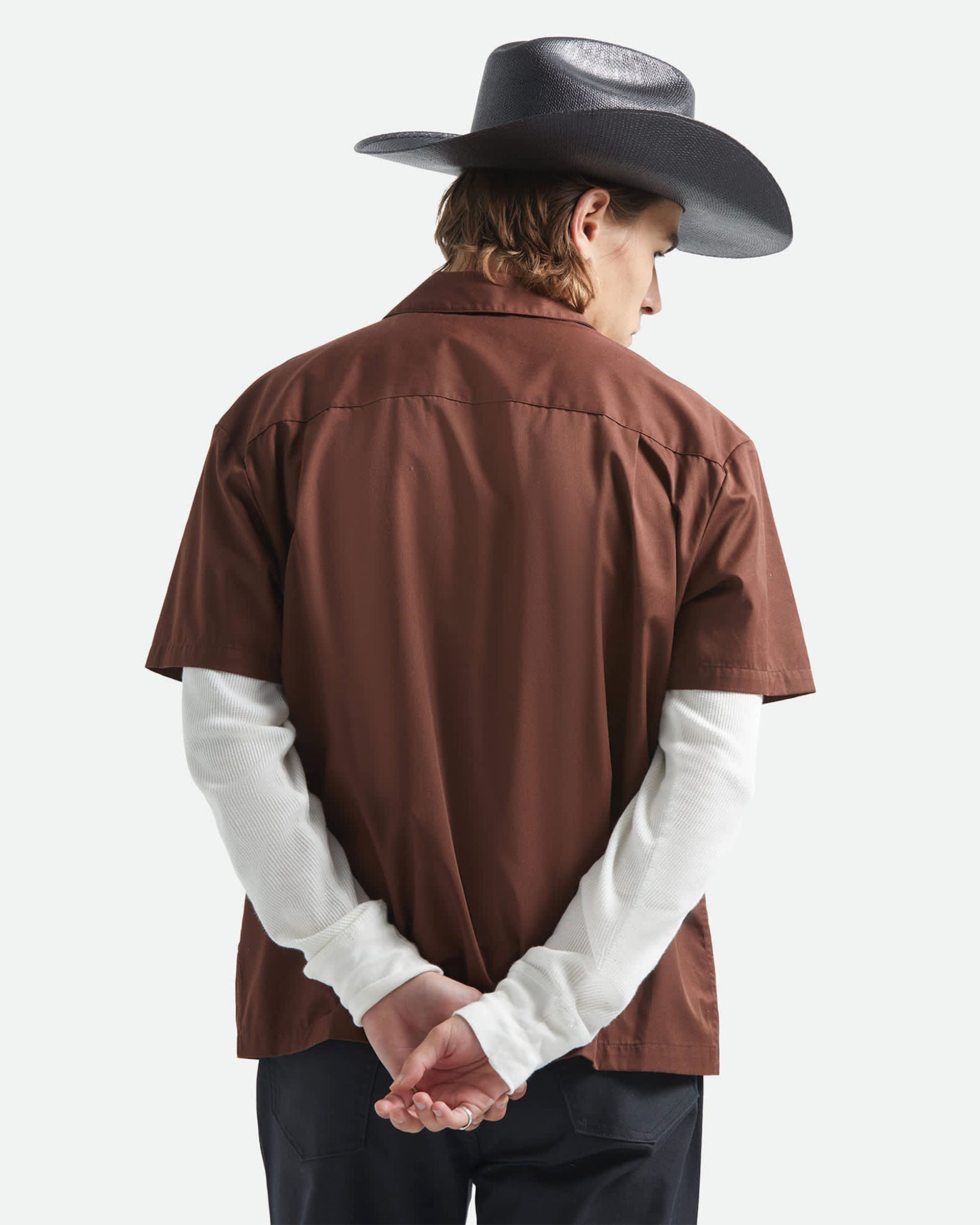 Brixton Builders Olson Short Sleeve Shirt - Chocolate