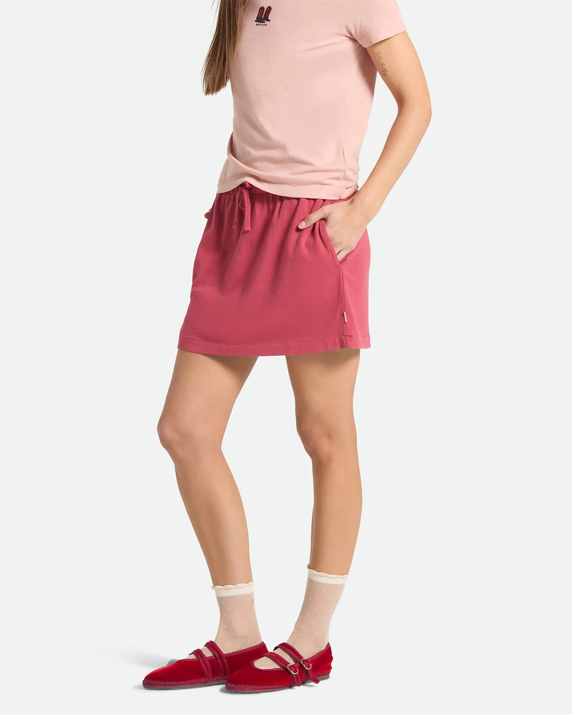 Brixton Women's Carefree Organic Garment Dye Lounge Skirt - Robust Red