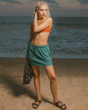 Brixton Women's Carefree Organic Garment Dye Lounge Skirt - Washed Mediterranean Teal