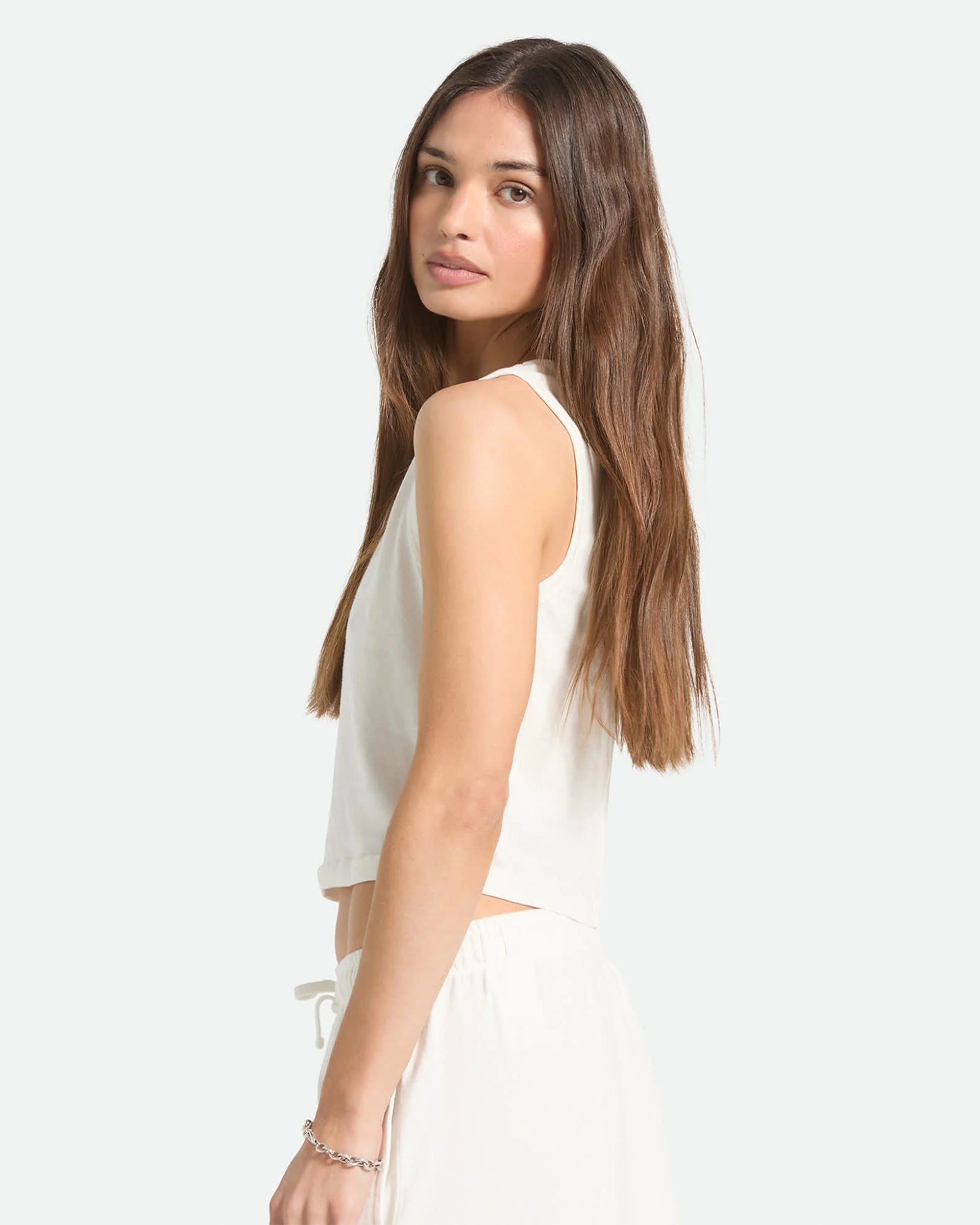 Brixton Women's Carefree Organic Garment Dye Cropped Tank - Off White
