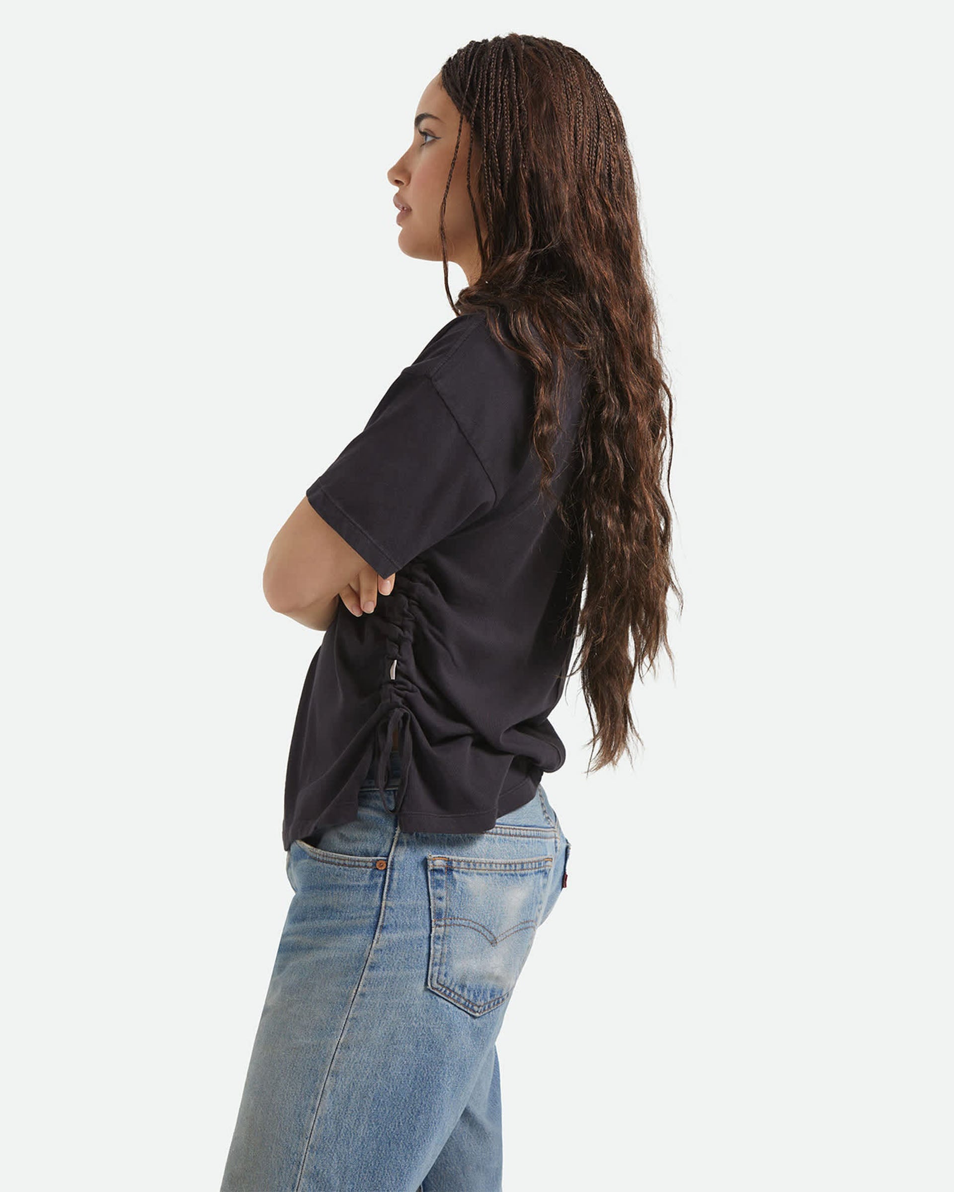 Brixton Women's Carefree Organic Garment Dye Cinch T-Shirt - Black