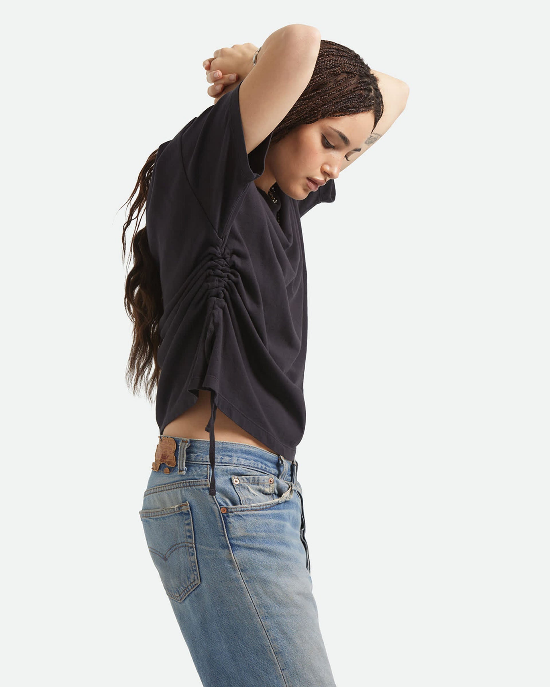 Brixton Women's Carefree Organic Garment Dye Cinch T-Shirt - Black
