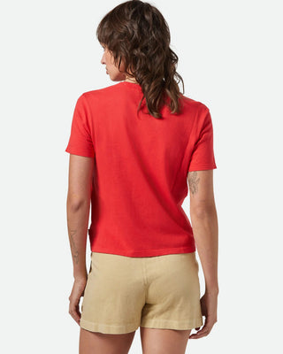Brixton Women's Carefree Organic Garment Dye Perfect Pocket S/S T-Shirt - Crimson