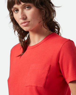 Brixton Women's Carefree Organic Garment Dye Perfect Pocket S/S T-Shirt - Crimson