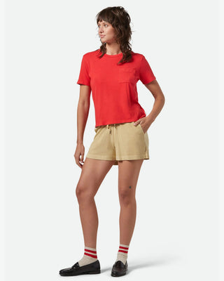Brixton Women's Carefree Organic Garment Dye Perfect Pocket S/S T-Shirt - Crimson