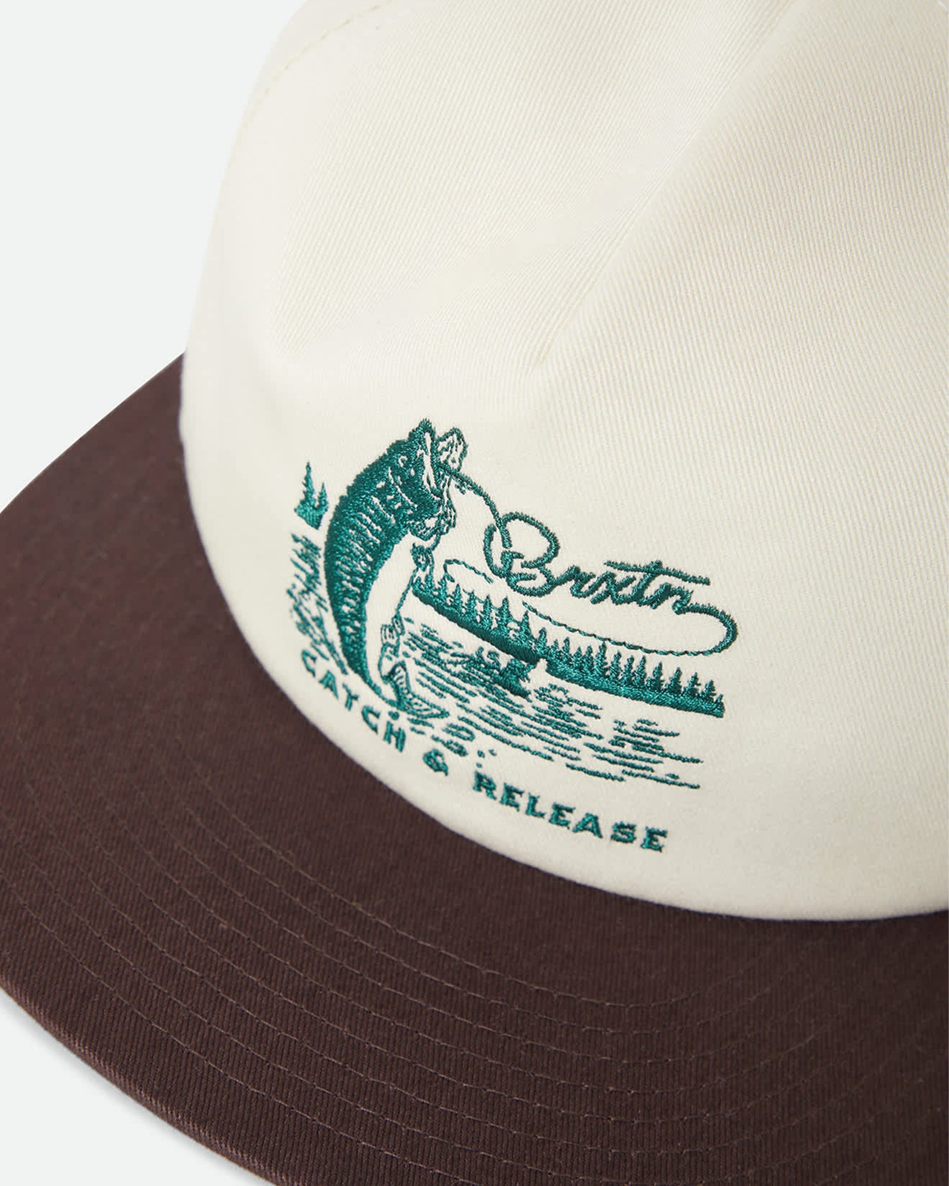 Brixton Catch And Release Snapback Hat - Off White/Brown