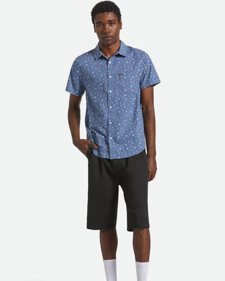 Brixton Charter Print Short Sleeve Shirt - Bering Sea/Micro Floral