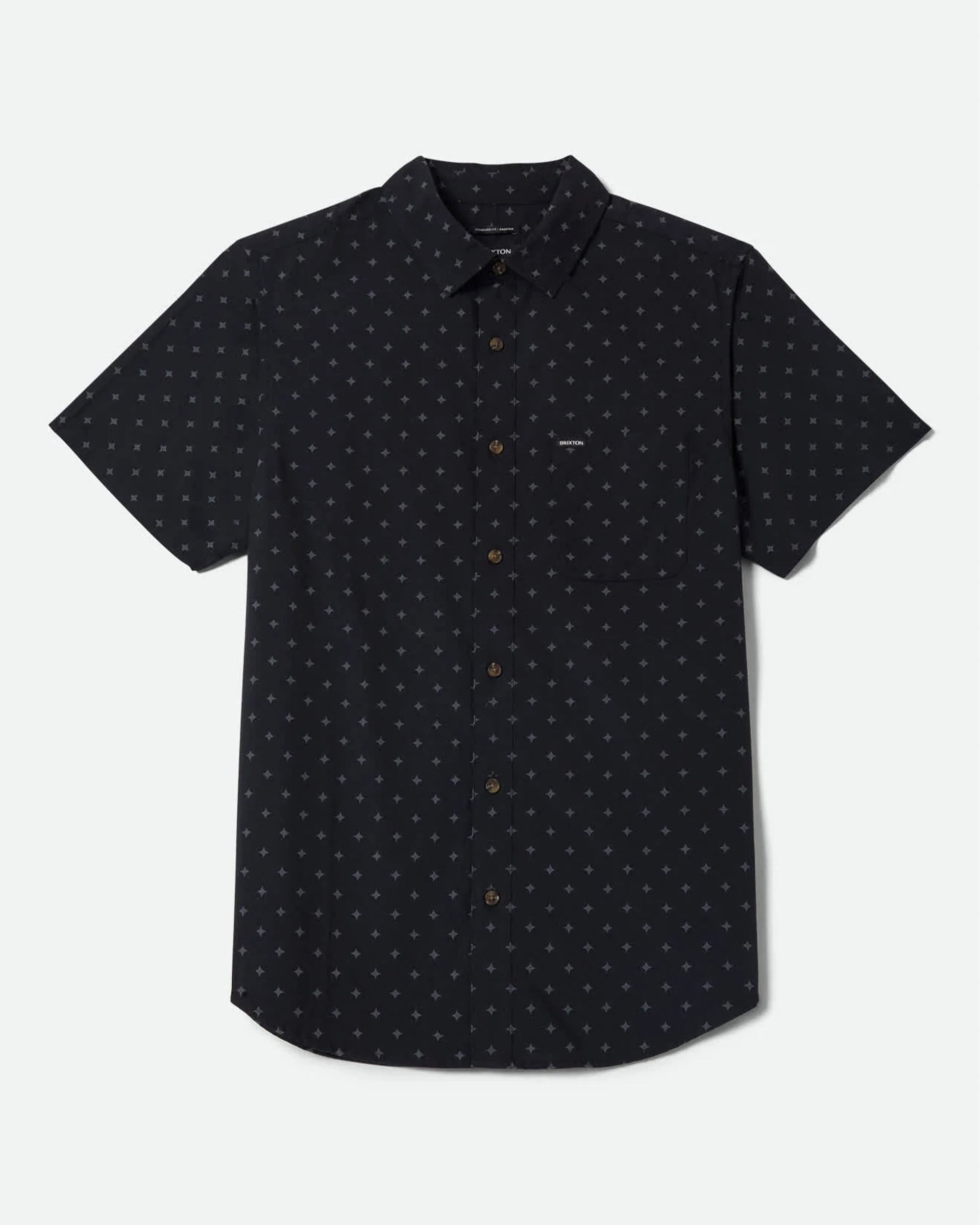 Brixton Charter Print Short Sleeve Shirt - Future Grey Diamond Tile