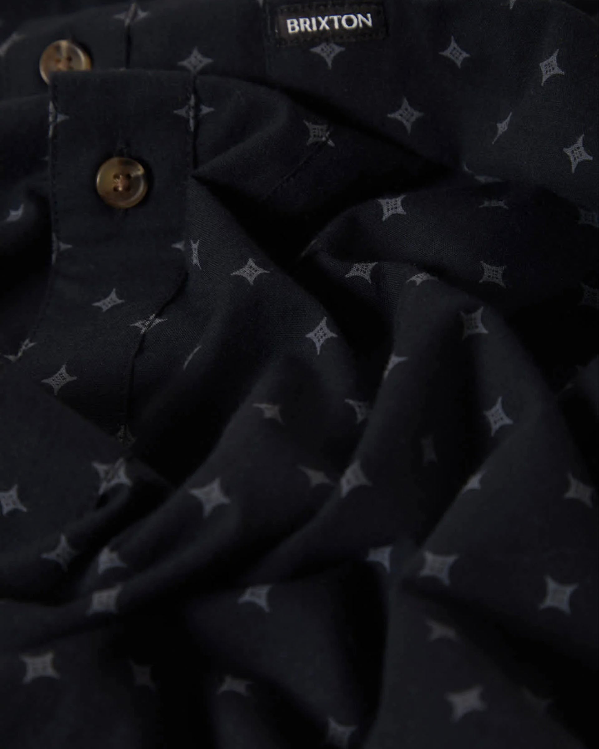 Brixton Charter Print Short Sleeve Shirt - Future Grey Diamond Tile