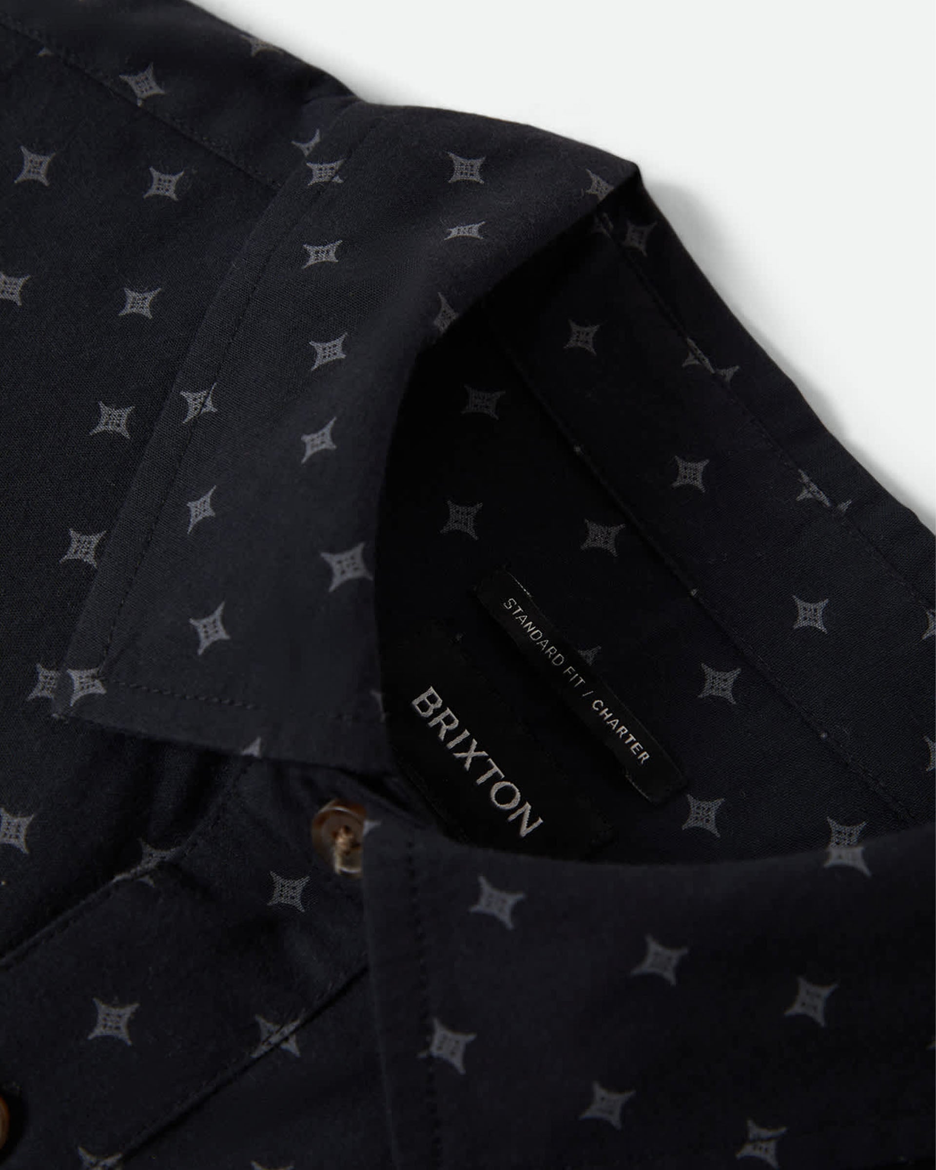 Brixton Charter Print Short Sleeve Shirt - Future Grey Diamond Tile