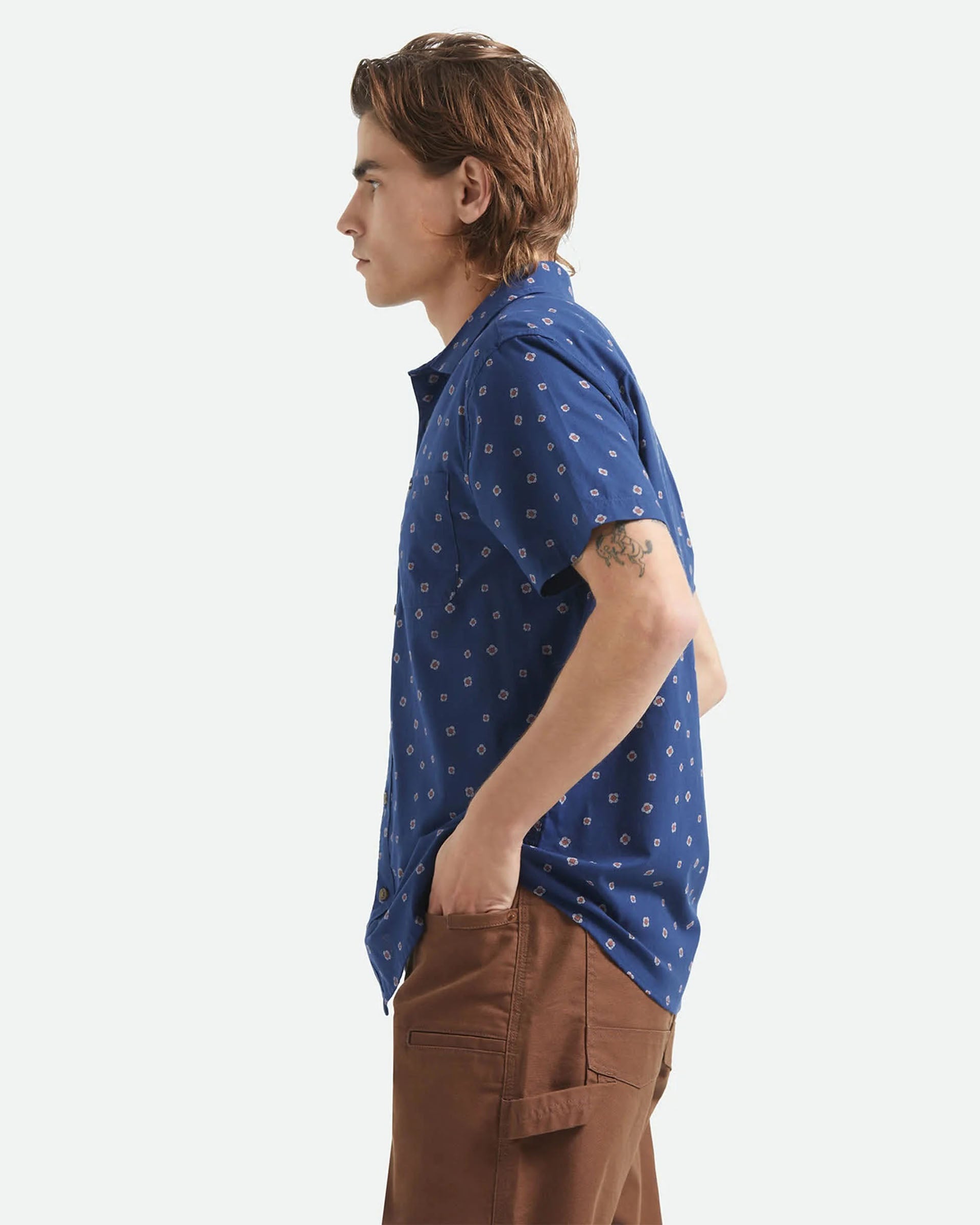 Brixton Charter Print S/S Shirt - Midnight Blue Geo