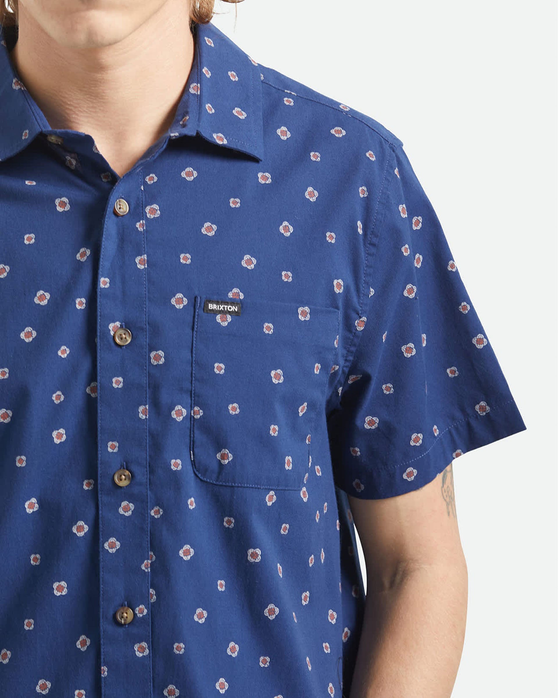 Brixton Charter Print S/S Shirt - Midnight Blue Geo