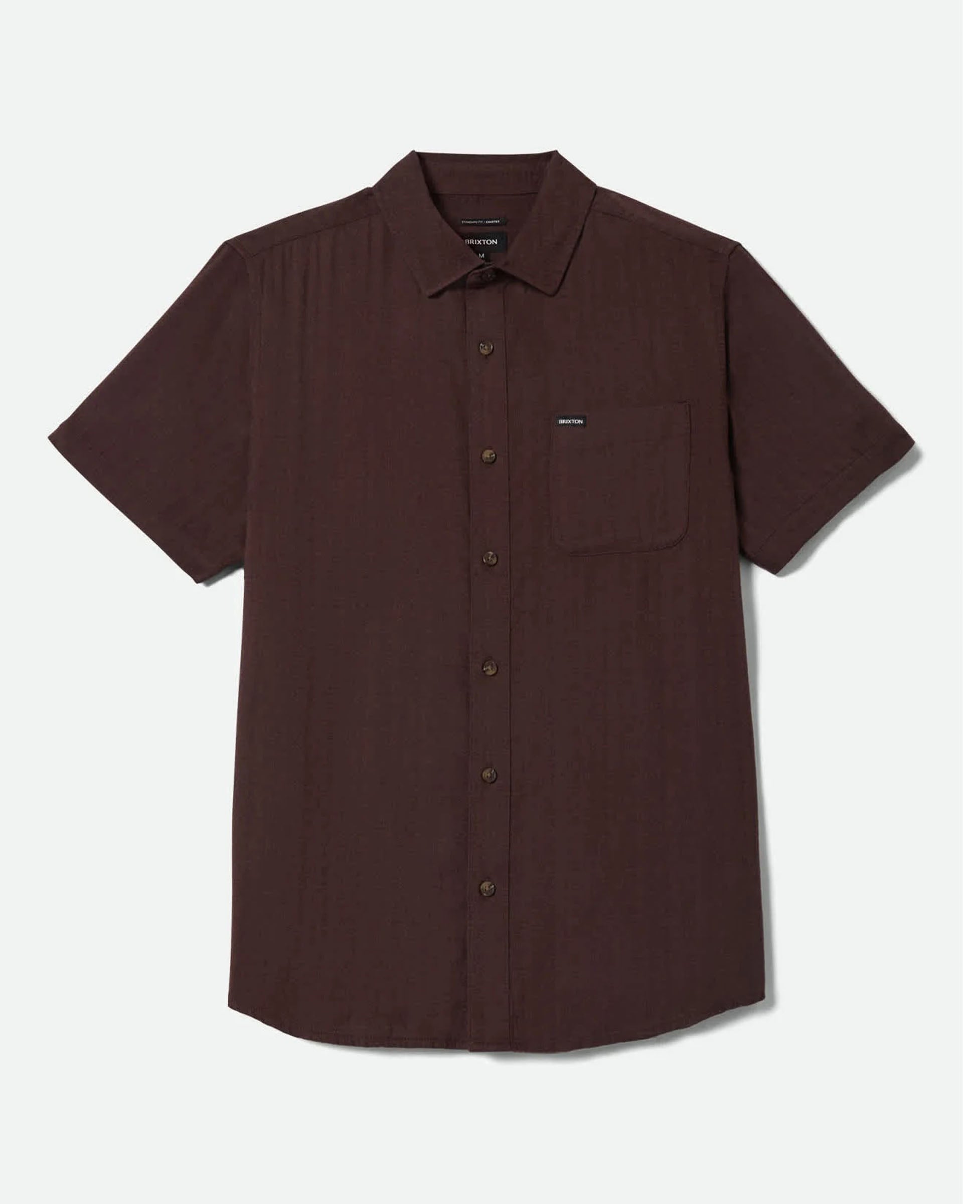 Brixton Charter Slub Short Sleeve Woven Shirt - Chocolate