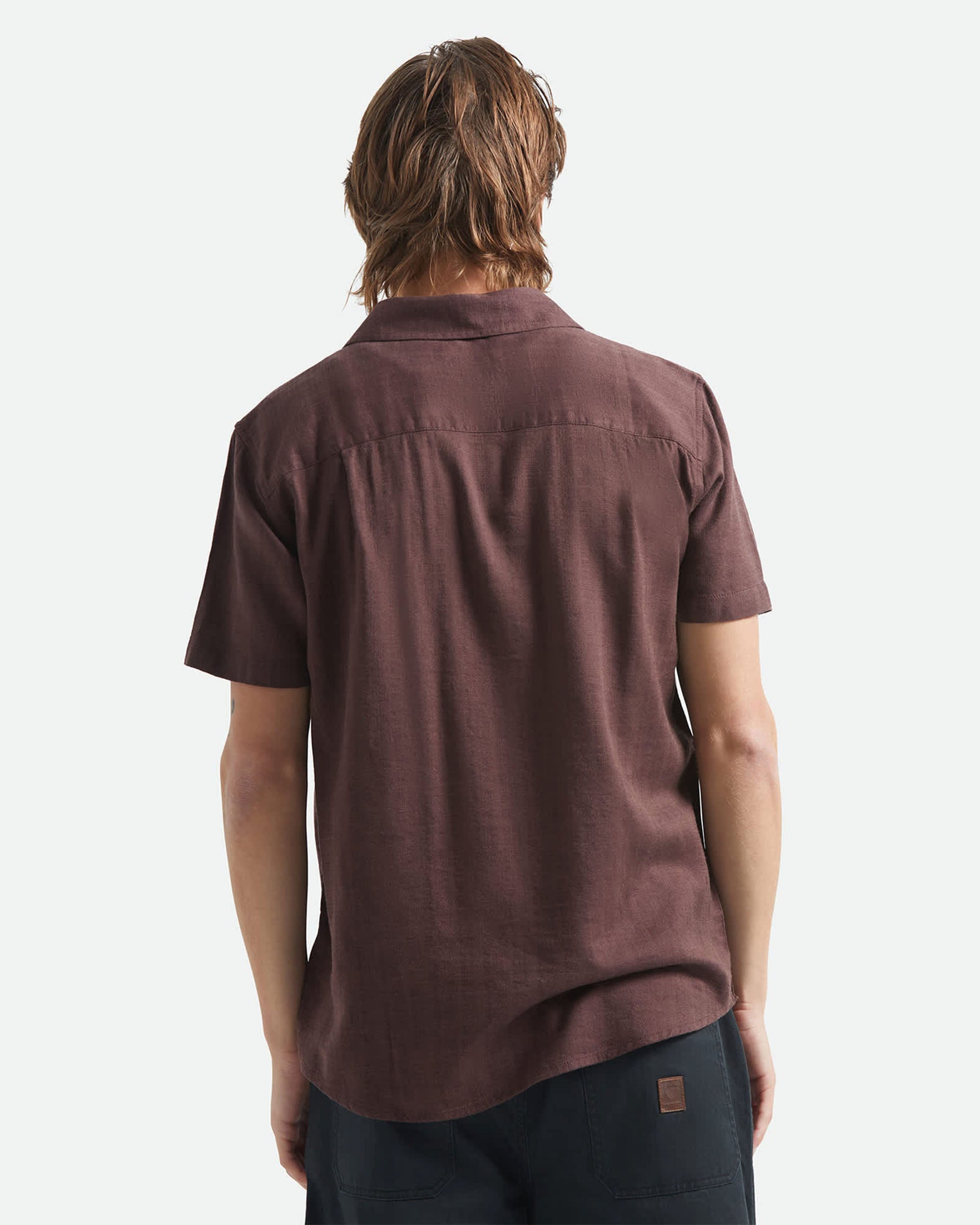 Brixton Charter Slub Short Sleeve Woven Shirt - Chocolate