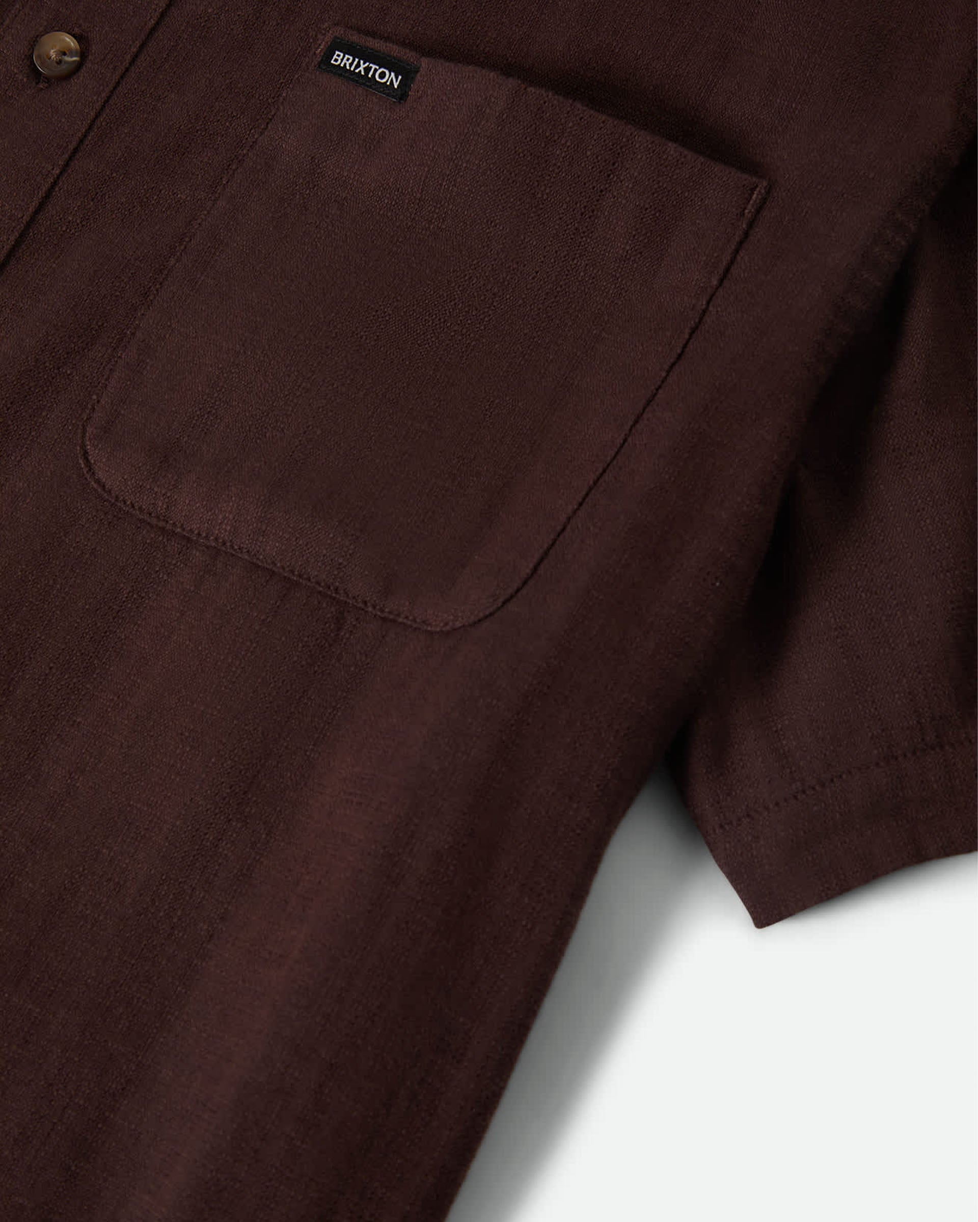 Brixton Charter Slub Short Sleeve Woven Shirt - Chocolate