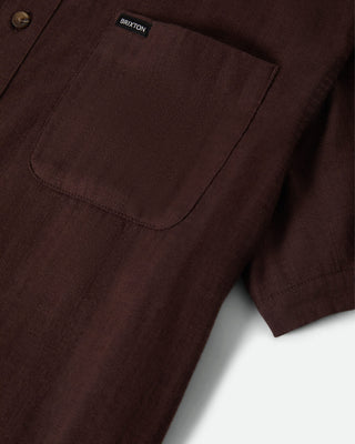 Brixton Charter Slub Short Sleeve Woven Shirt - Chocolate