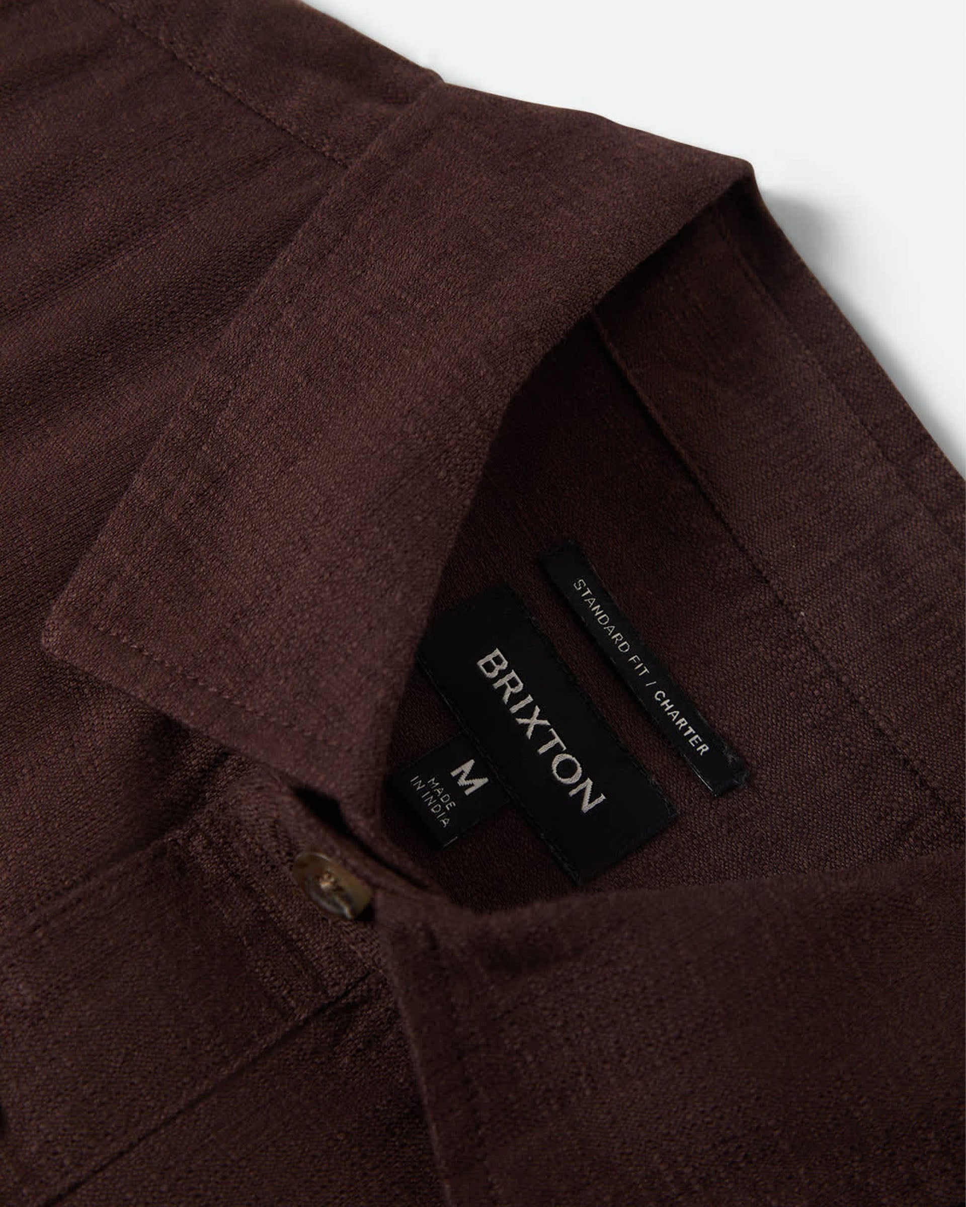 Brixton Charter Slub Short Sleeve Woven Shirt - Chocolate
